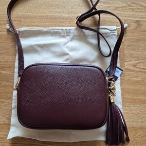 Chic Burgundy Crossbody Bag with Tassel